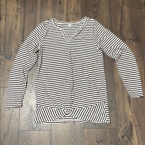 Sonoma Black and White Striped V-Neck Top